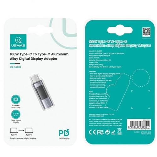 Adapter USAMS US-SJ682 AU18 USB-C / USB-C Digital Display 100W stalowy/aluminium
