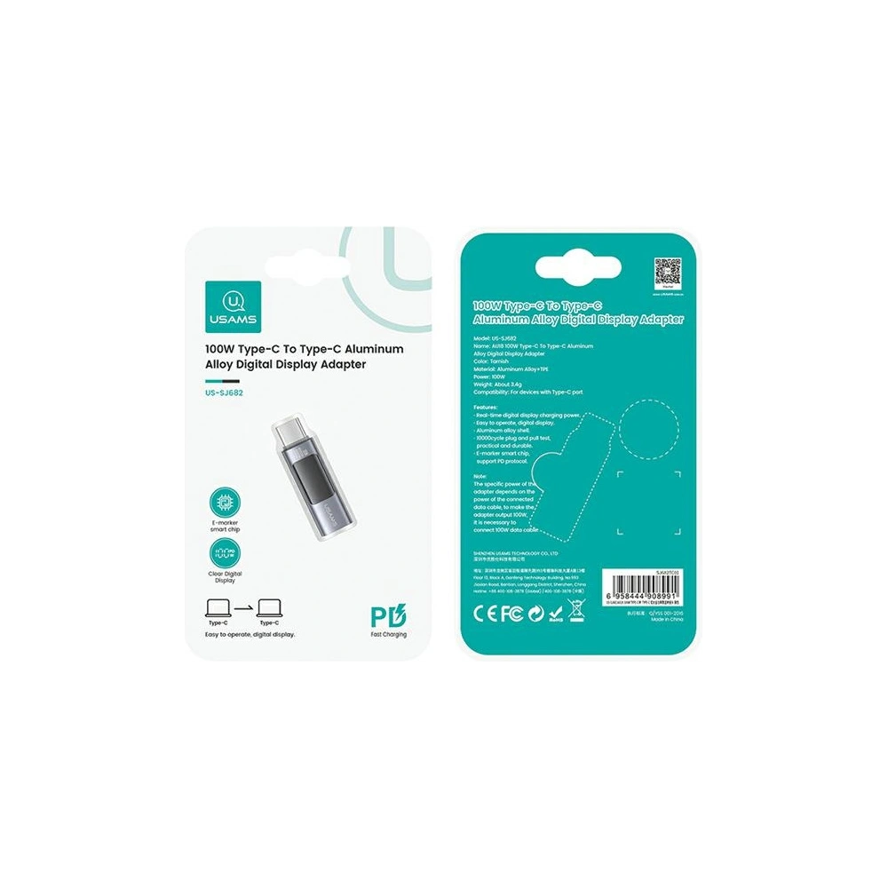 Wholesale Adapter USAMS US-SJ682 AU18 USB-C / USB-C Digital Display 100W steel/aluminium - USA1095 - {ean13} - Hurt