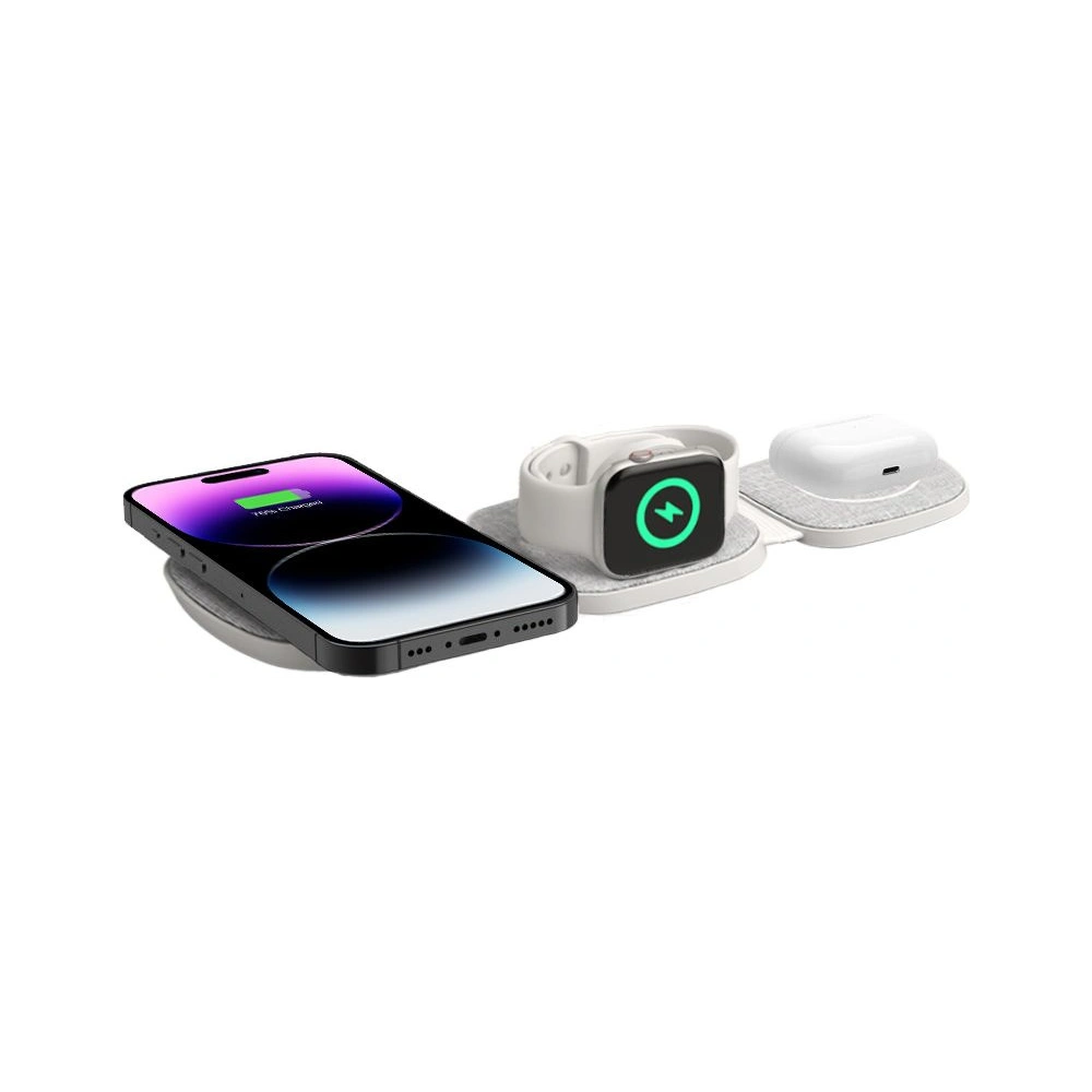 Hurtownia GSM - Bezdrátová nabíječka Tech-Protect QI15W-A32 3in1 Magnetic Magsafe Bezdrátová nabíječka Šedá + kabel USB-C / USB-C 120cm - THP2773 - {ean13} - Hurt