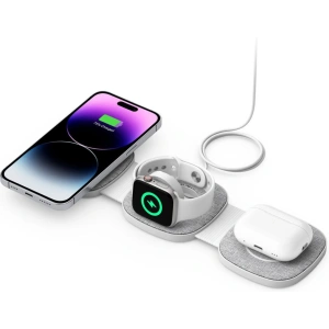 Hurtownia GSM - Vezeték nélküli töltő Tech-Protect QI15W-A32 3in1 Magnetic Magsafe Vezeték nélküli Töltő Szürke + USB-C / USB-C 120cm kábel - THP2773 - {ean13} - Hurt