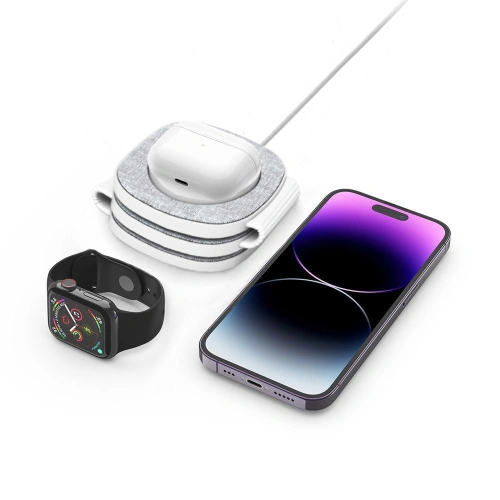 Ładowarka bezprzewodowa Tech-Protect QI15W-A32 3in1 Magnetic Magsafe Wireless Charger Grey + kabel USB-C / USB-C 120cm