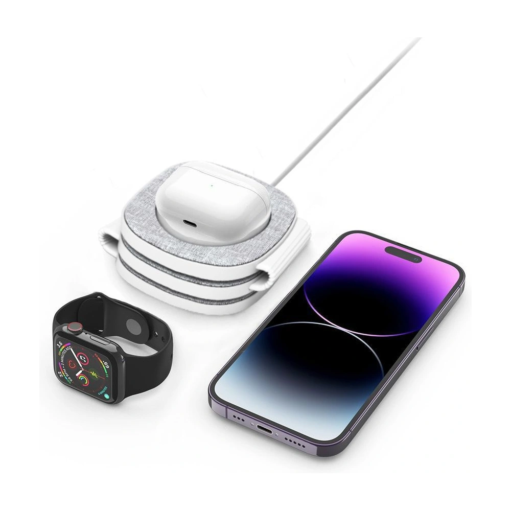 Hurtownia GSM - Bezdrátová nabíječka Tech-Protect QI15W-A32 3in1 Magnetic Magsafe Bezdrátová nabíječka Šedá + kabel USB-C / USB-C 120cm - THP2773 - {ean13} - Hurt