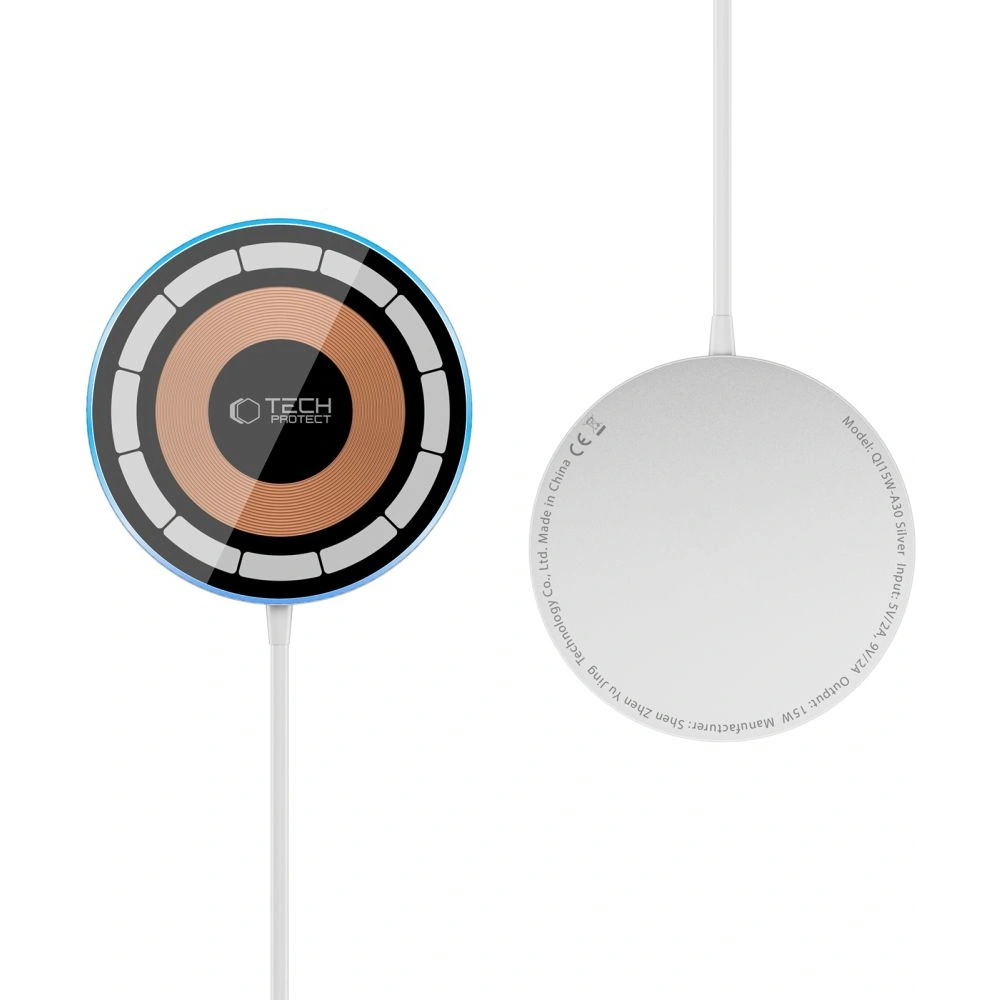 Hurtownia GSM - Bezdrátová nabíječka Tech-Protect QI15W-A30 Magnetic Magsafe Wireless Charger Silver - THP2774 - {ean13} - Hurt