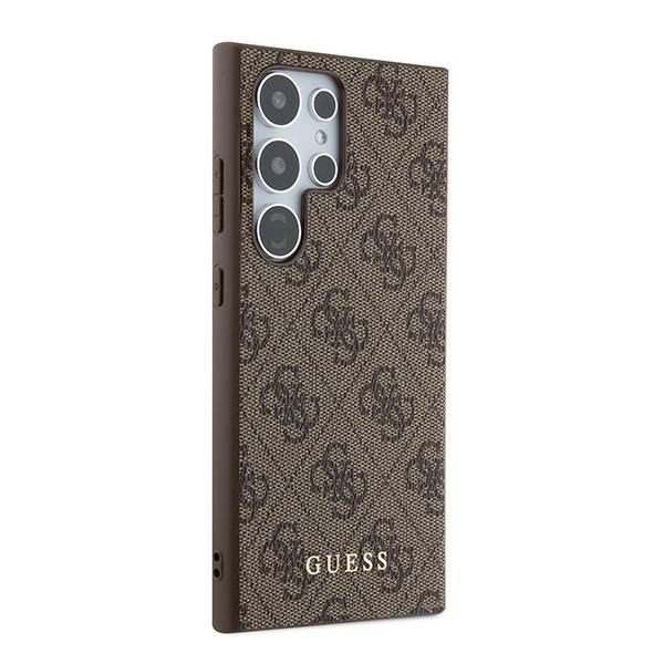 Kryt Guess GUHCS24LG4GFBR Samsung Galaxy S24 Ultra hardcase 4G Metal Gold Logo brown