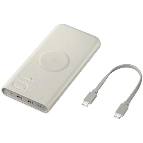 Powerbank bezprzewodowy Samsung EB-U2510XU 10000mAh 2xUSB-C 25W + kabel USB-C / USB-C 20cm beżowy/beige