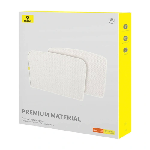 Samochodowa ochrona przeciwsłoneczna z podwójną warstwą Baseus T-Space dla Tesla Model 3 biała