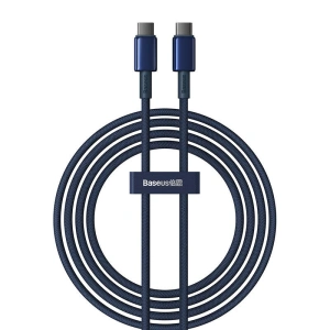 Kabel Baseus Tungsten Glod USB-C / USB-C 100W 2m niebieski