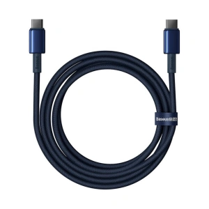 Kabel Baseus Tungsten Glod USB-C / USB-C 100W 2m niebieski