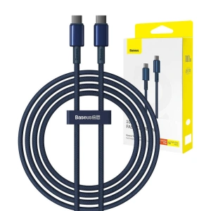 Kabel Baseus Tungsten Glod USB-C / USB-C 100W 2m niebieski
