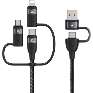 Hurtownia GSM - Cablu USAMS US-SJ645 U85 USB-A+USB-C/USB-C, Lightning, microUSB 6w1 1,2m 100W PD Încărcare Rapidă negru/black - USA1098 - {ean13} - Hurt