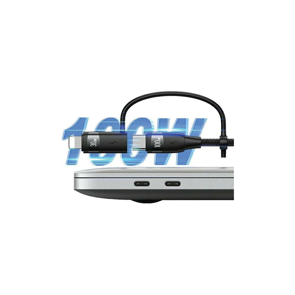 Hurtownia GSM - USAMS US-SJ645 U85 USB-A+USB-C/USB-C, Lightning, microUSB 6w1 1,2m 100W PD Gyors Töltő fekete/black - USA1098 - {ean13} - Hurt
