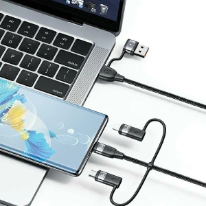 Hurtownia GSM - USAMS US-SJ645 U85 Kabel USB-A+USB-C/USB-C, Lightning, microUSB 6w1 1,2m 100W PD Schnellladung schwarz/black - USA1098 - {ean13} - Hurt