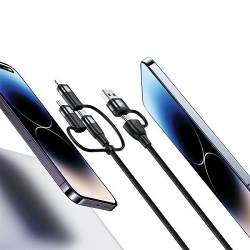 Kabel USAMS US-SJ645 U85 USB-A+USB-C/USB-C, Lightning, microUSB 6w1 1,2m 100W PD Fast Charge czarny/black