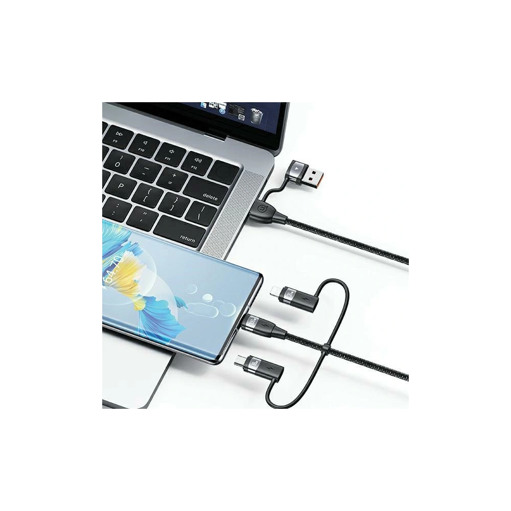 Wholesale USAMS US-SJ646 U85 USB-A+USB-C/USB-C, Lightning, microUSB 6w1 2m 100W PD Fast Charge black - USA1099 - {ean13} - Hurt