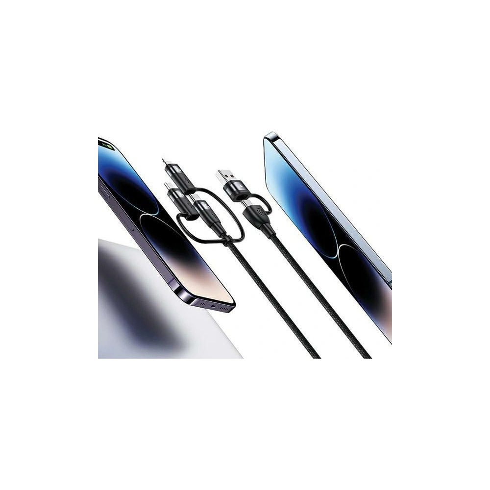 Wholesale USAMS US-SJ646 U85 USB-A+USB-C/USB-C, Lightning, microUSB 6w1 2m 100W PD Fast Charge black - USA1099 - {ean13} - Hurt