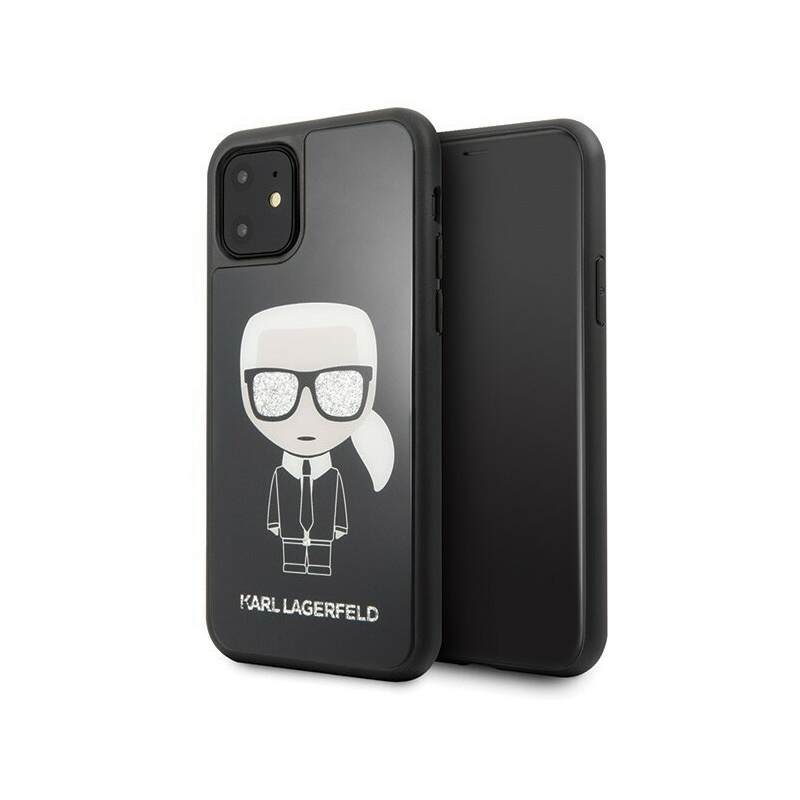 Karl Lagerfeld Distributor - 3700740459614 - KLD141BLK - Karl Lagerfeld KLHCN61DLFKBK iPhone 11 black hard case Iconic Karl Glitter - B2B homescreen