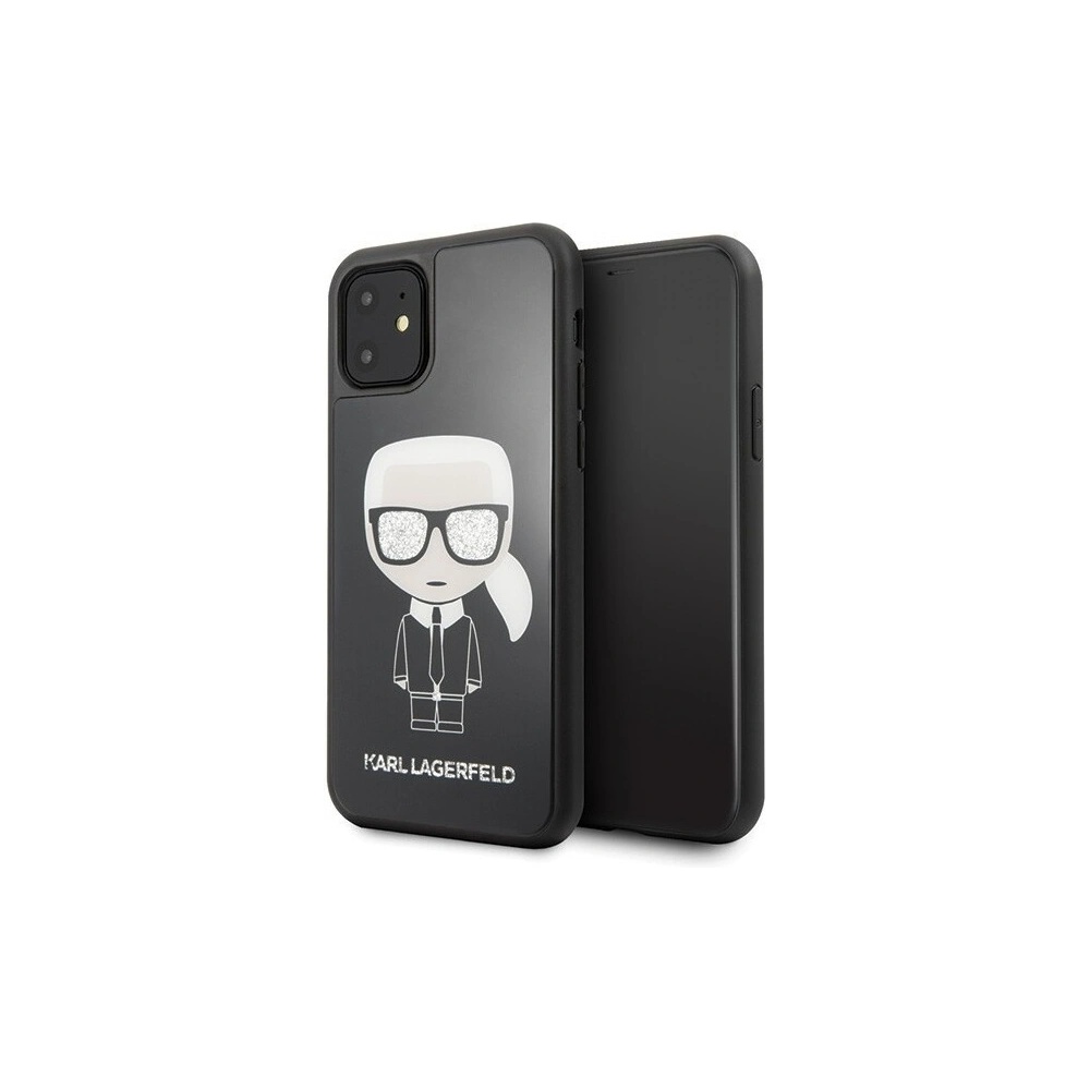 Wholesale Karl Lagerfeld KLHCN61DLFKBK iPhone 11 black hard case Iconic Karl Glitter - KLD141BLK - {ean13} - Hurt