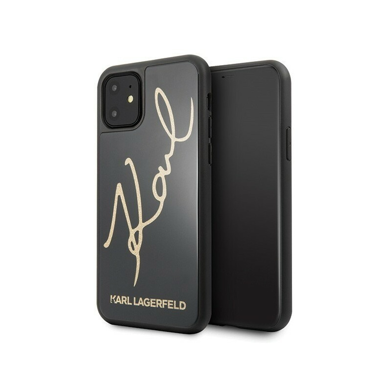 Karl Lagerfeld Distributor - 3700740467602 - KLD142BLK - Karl Lagerfeld KLHCN61DLKSBK iPhone 11 black hard case Signature Glitter - B2B homescreen