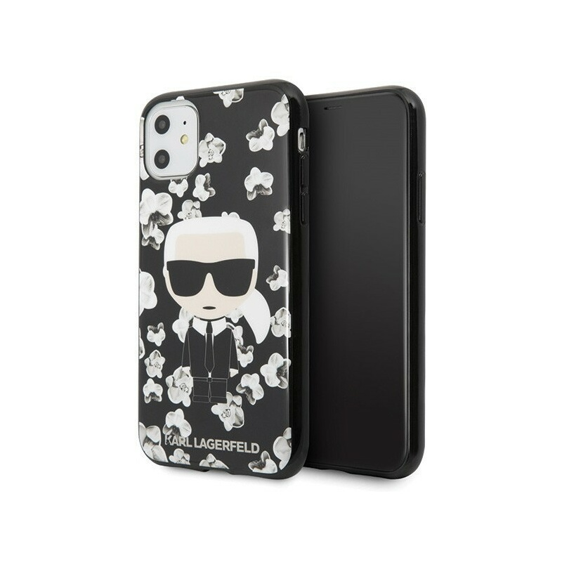 Karl Lagerfeld Distributor - 3700740467428 - KLD143BLK - Karl Lagerfeld KLHCN61FLFBBK iPhone 11 black Flower Ikonik Karl - B2B homescreen