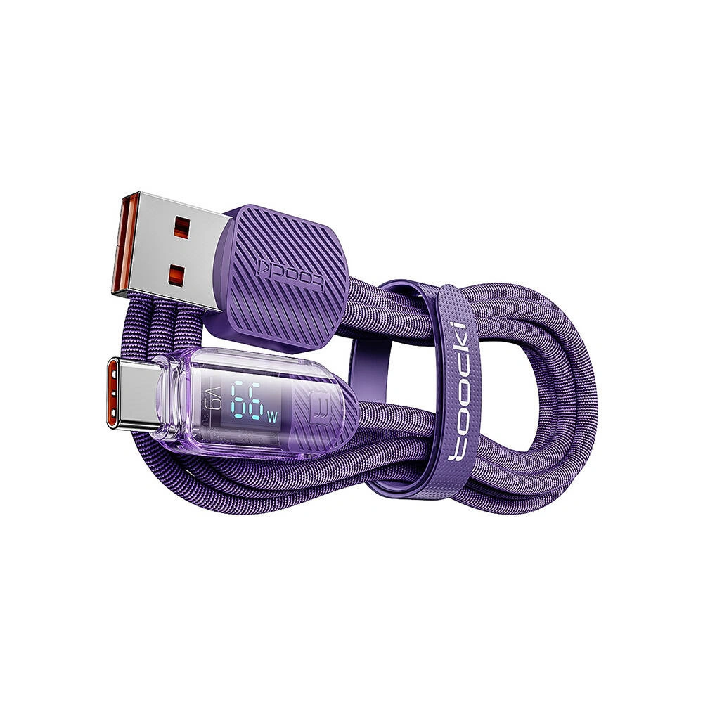 Hurtownia GSM - Kabel Toocki TXCTYX05-P USB-A / USB-C 1m FC 66W fialový - TCK126 - {ean13} - Hurt
