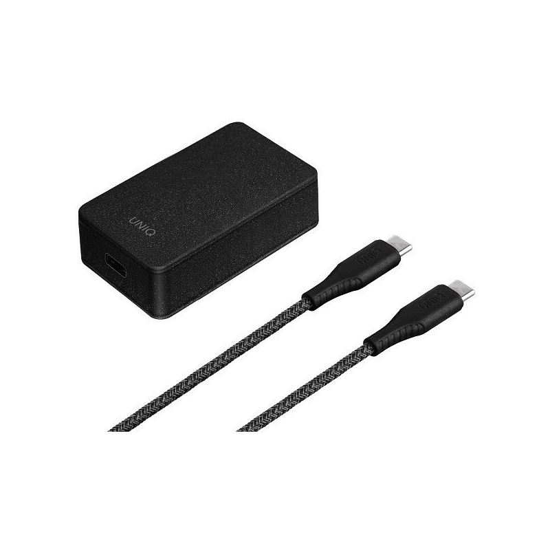 Uniq Distributor - 8886463668078 - UNIQ136BLK - UNIQ Wall charger Versa Slim USB-C PD 18W + USB-C to USB-C Cable charcoal black (LITHOS Collective) - B2B homescreen