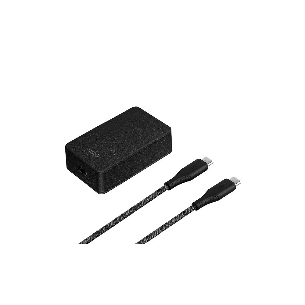 Hurtownia GSM - UNIQ Ład. siec. Versa Slim USB-C PD 18W + kabel USB-C na USB-C czarny/charcoal black (LITHOS Collective) - UNIQ136BLK - {ean13} - Hurt