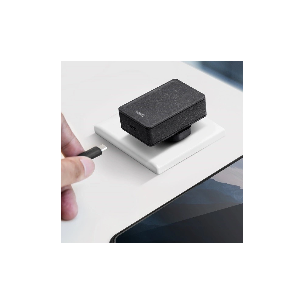 Hurtownia GSM - UNIQ Ład. siec. Versa Slim USB-C PD 18W + kabel USB-C na USB-C czarny/charcoal black (LITHOS Collective) - UNIQ136BLK - {ean13} - Hurt