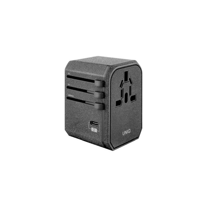 Uniq Distributor - 8886463664483 - UNIQ137GRY - UNIQ Wall charger Voyage World Adapter 33W + 2xUSB + PD 18W + QC 3.0 charcoal grey (LITHOS Collective) - B2B homescreen