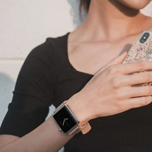 Pasek UNIQ Mondain Apple Watch 4/5/6/7/SE/8/9/Ultra 44/45/49mm Geniune Leather  czarny/midnight black
