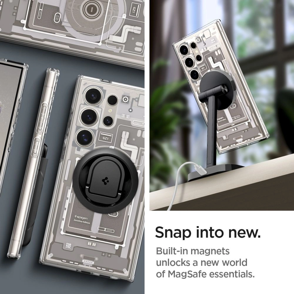 Case Spigen Ultra Hybrid OneTap Ring MagSafe Samsung Galaxy S24 Ultra Zero One Natur Titanium