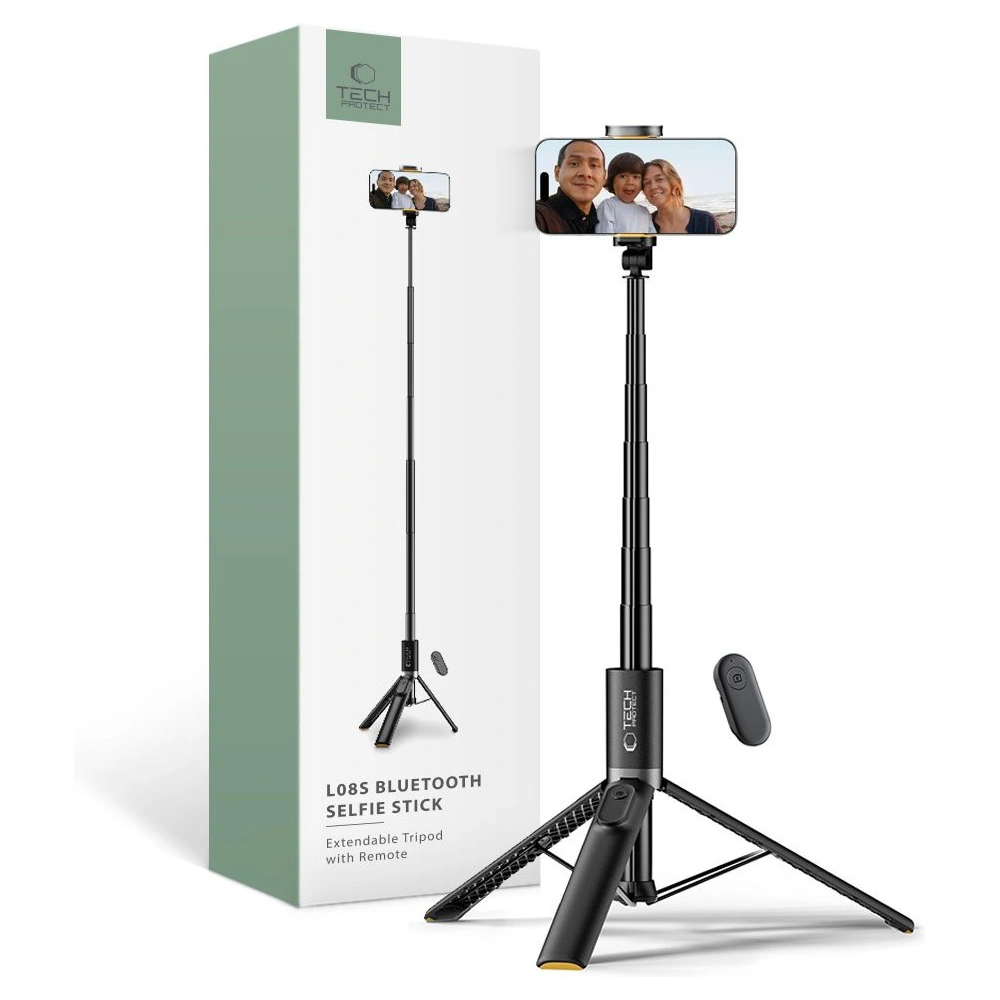Hurtownia GSM - Kijek Tech-Protect L08s Bluetooth Selfie Bot Tripod Fekete - THP2779 - {ean13} - Hurt