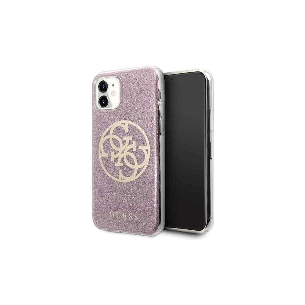 Wholesale Guess GUHCN61PCUGLPI iPhone 11 pink hard case 4G Circle Glitter - GUE229PNK - {ean13} - Hurt