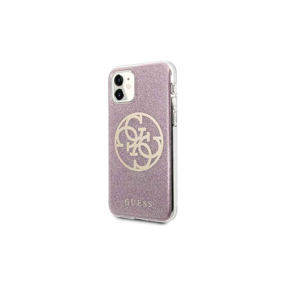 Wholesale Guess GUHCN61PCUGLPI iPhone 11 pink hard case 4G Circle Glitter - GUE229PNK - {ean13} - Hurt
