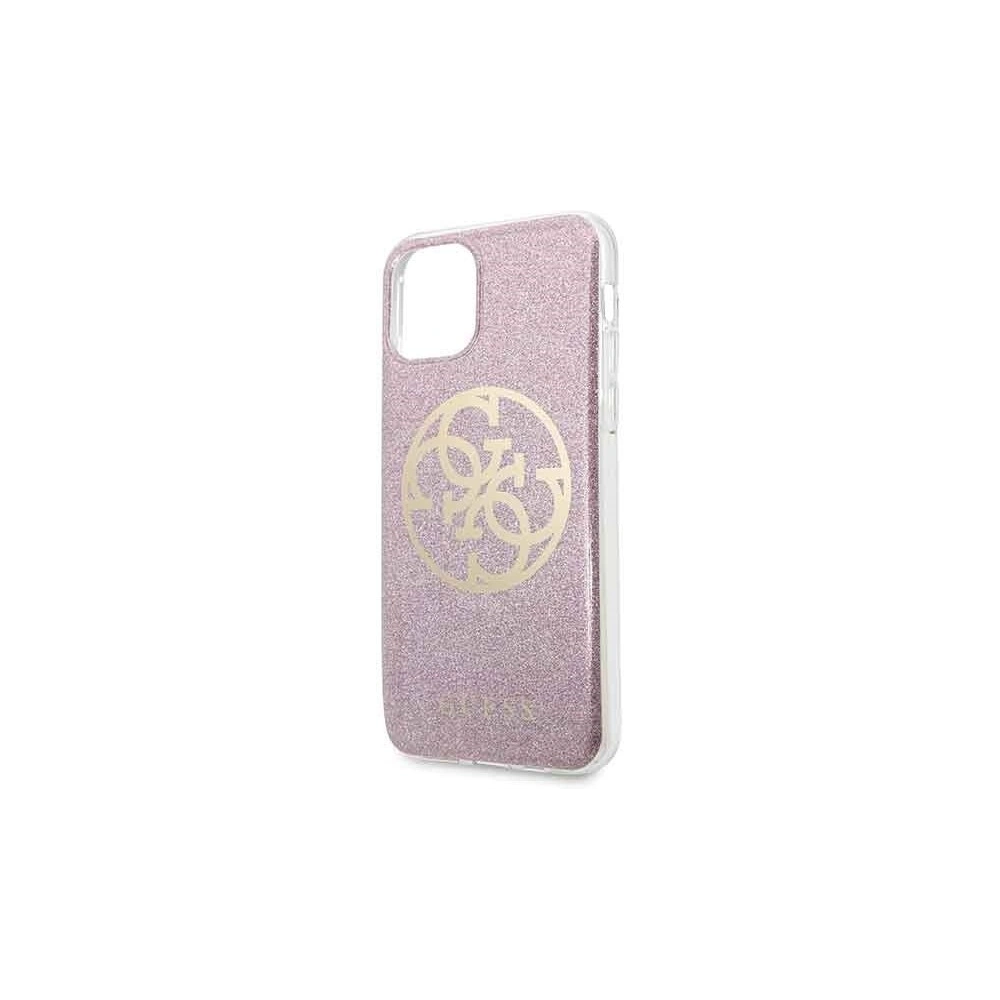 Wholesale Guess GUHCN61PCUGLPI iPhone 11 pink hard case 4G Circle Glitter - GUE229PNK - {ean13} - Hurt