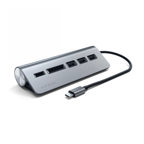 Adapter Satechi Aluminium hub USB-C / 3xUSB-A, micro/SD space gray