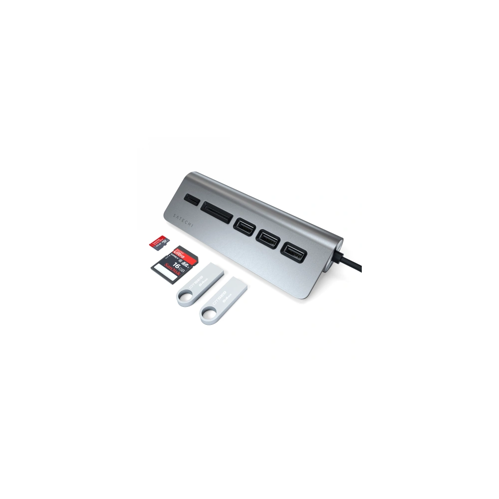 Wholesale Satechi Aluminium hub USB-C / 3xUSB-A, micro/SD space gray - STH114 - {ean13} - Hurt