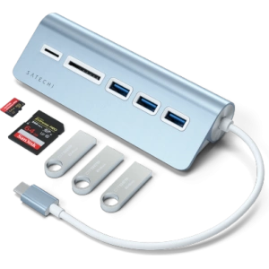 Hurtownia GSM - Adapter Satechi Alumínium USB-C hub / 3xUSB-A, micro/SD kék - STH115 - {ean13} - Hurt