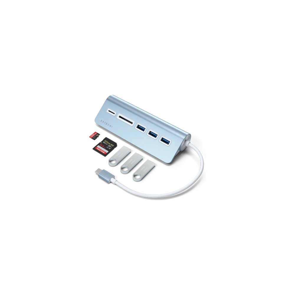 Hurtownia GSM - Adaptér Satechi hliníkový hub USB-C / 3xUSB-A, micro/SD modrý - STH115 - {ean13} - Hurt