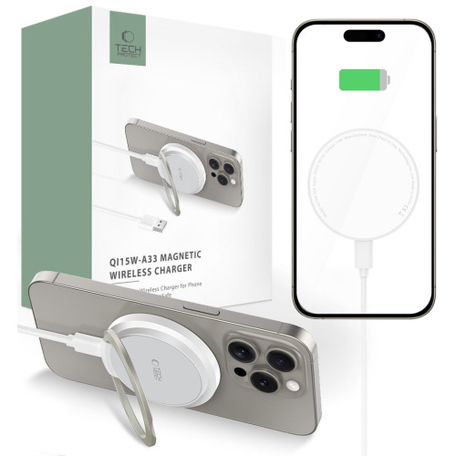 Tech-Protect Distributor - 5906302308330 - THP2787 - Tech-Protect QI15W-A33 Magnetic MagSafe Wireless Charger White - B2B homescreen