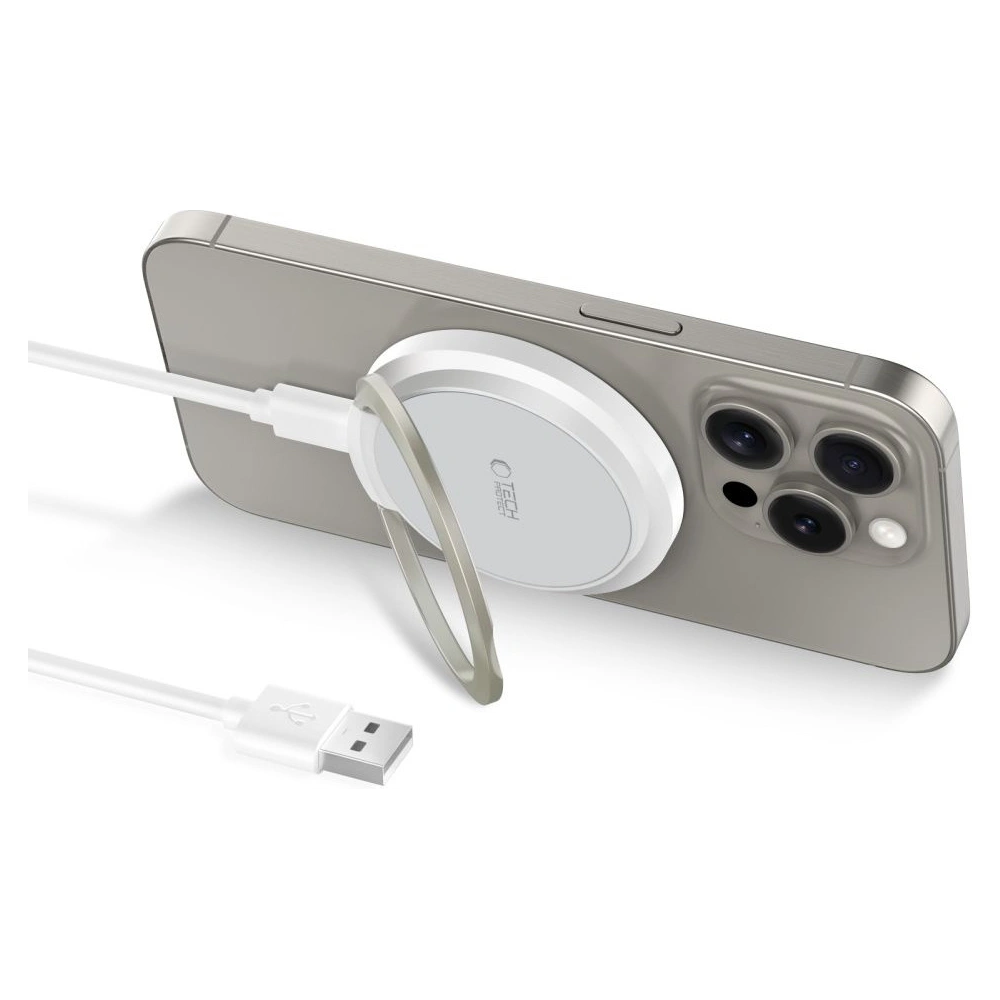 Hurtownia GSM - Bezdrátová nabíječka Tech-Protect QI15W-A33 Magnetic MagSafe Wireless Charger White - THP2787 - {ean13} - Hurt
