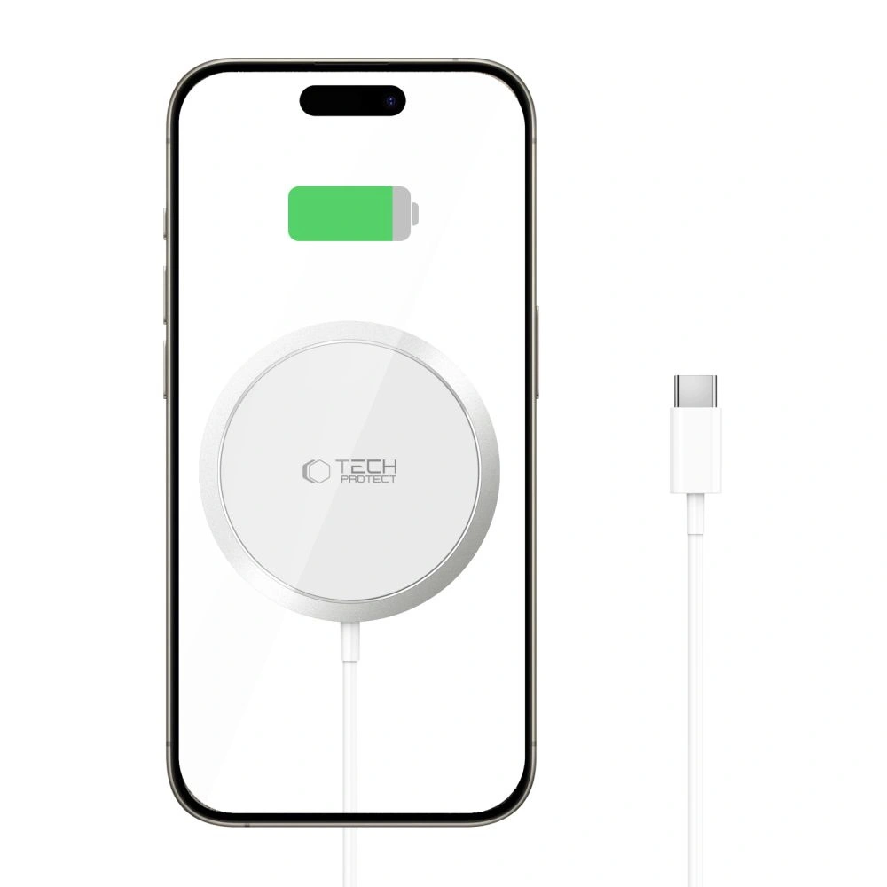 Hurtownia GSM - Încărcător wireless Tech-Protect QI15W-A34 Magnetic MagSafe Wireless Charger Alb - THP2789 - {ean13} - Hurt