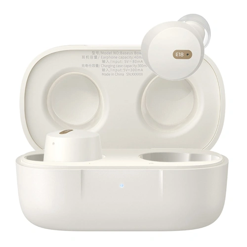 Słuchawki bezprzewodowe dokanałowe Baseus Bowie E18 TWS ENC IPX4 białe