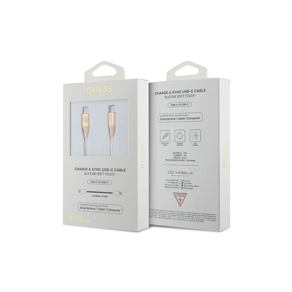 Hurtownia GSM - Kabel Guess GUCCLALRGDD USB-C / USB-C 1.5m Rychlé nabíjení s embosovaným logem zlatý/světlý zlatý - GUE3401 - {ean13} - Hurt