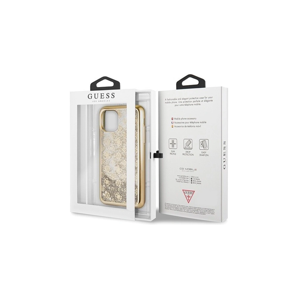 Hurtownia GSM - Etui Guess GUHCN61PEOLGGO Apple iPhone 11 złoty/gold hard case 4G Peony Liquid Glitter - GUE232GLD - {ean13} - Hurt