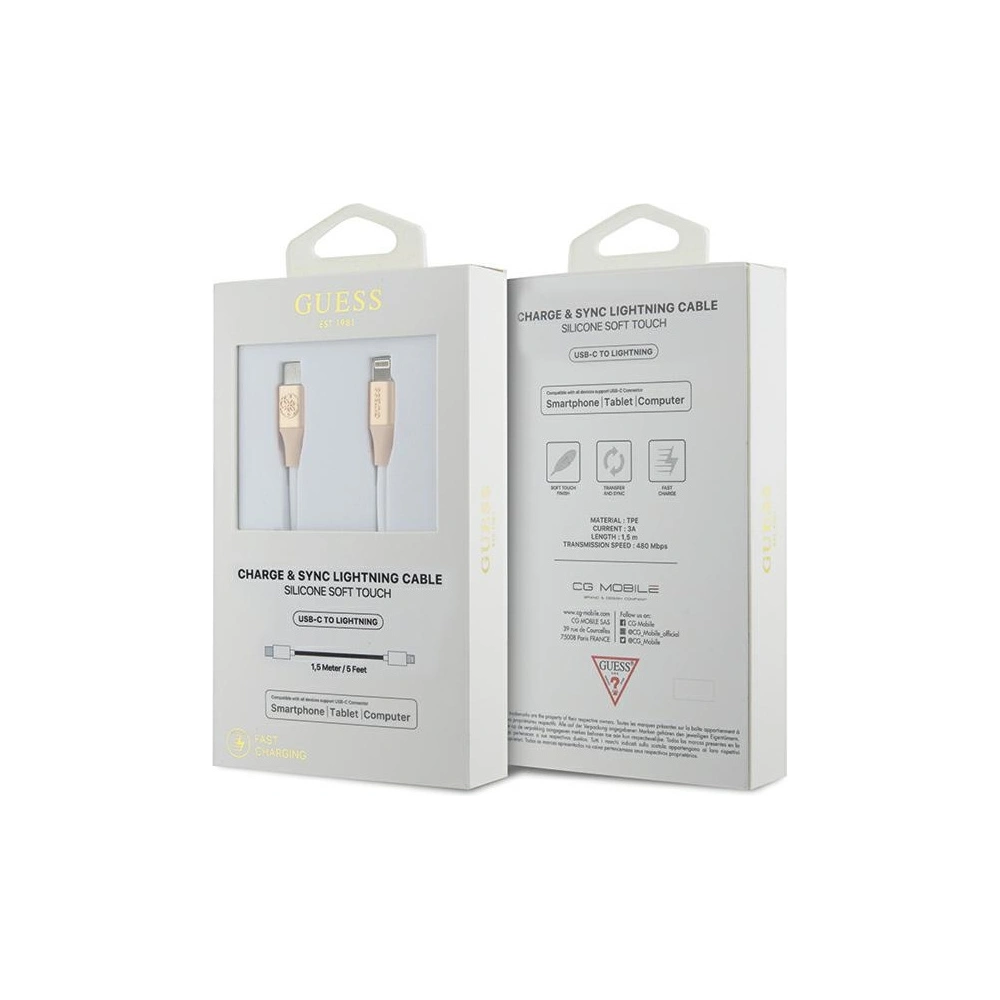 Hurtownia GSM - Kábel Guess GUCLLALRGDD USB-C / Lightning 1.5m Gyors Töltés Emblémás Arany/zöldes arany - GUE3403 - {ean13} - Hurt