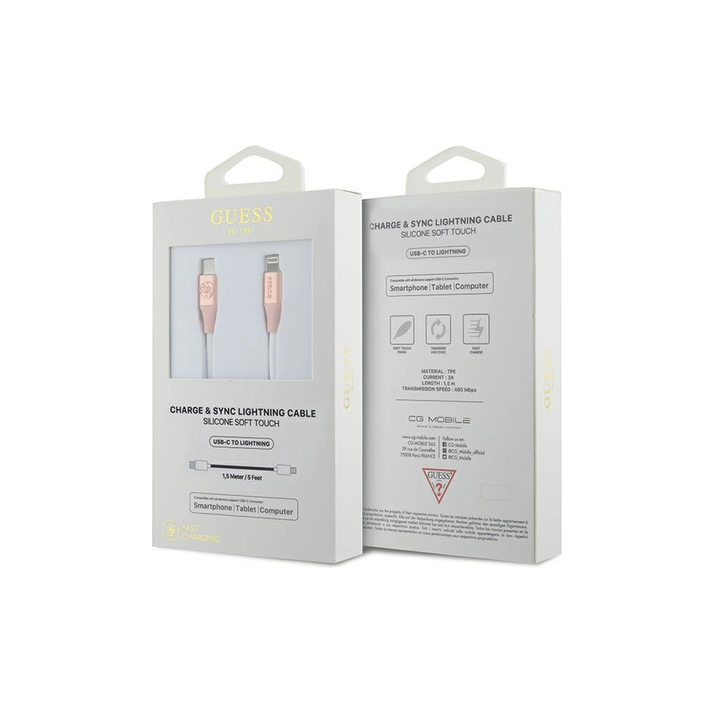 Wholesale Guess GUCLLALRGDP cable USB-C / Lightning 1.5m Fast Charging Ebossed Logo pink - GUE3404 - {ean13} - Hurt