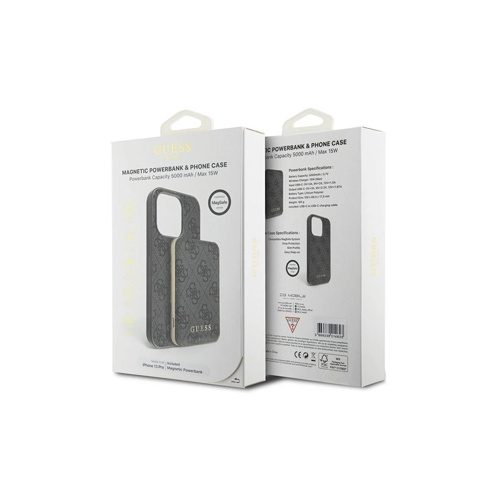 Hurtownia GSM - Set Guess GUBPM5P13L4GEMGK Apple iPhone 13 Pro hardcase + Powerbank 5000mAh MagSafe 4G Metal Logo negru/black - GUE3406 - {ean13} - Hurt