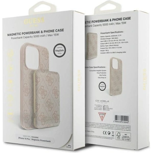 Hurtownia GSM - Set Guess GUBPM5P14L4GEMGP Apple iPhone 14 Pro hardcase + Powerbank 5000mAh MagSafe 4G Metal Logo roz/pink - GUE3409 - {ean13} - Hurt