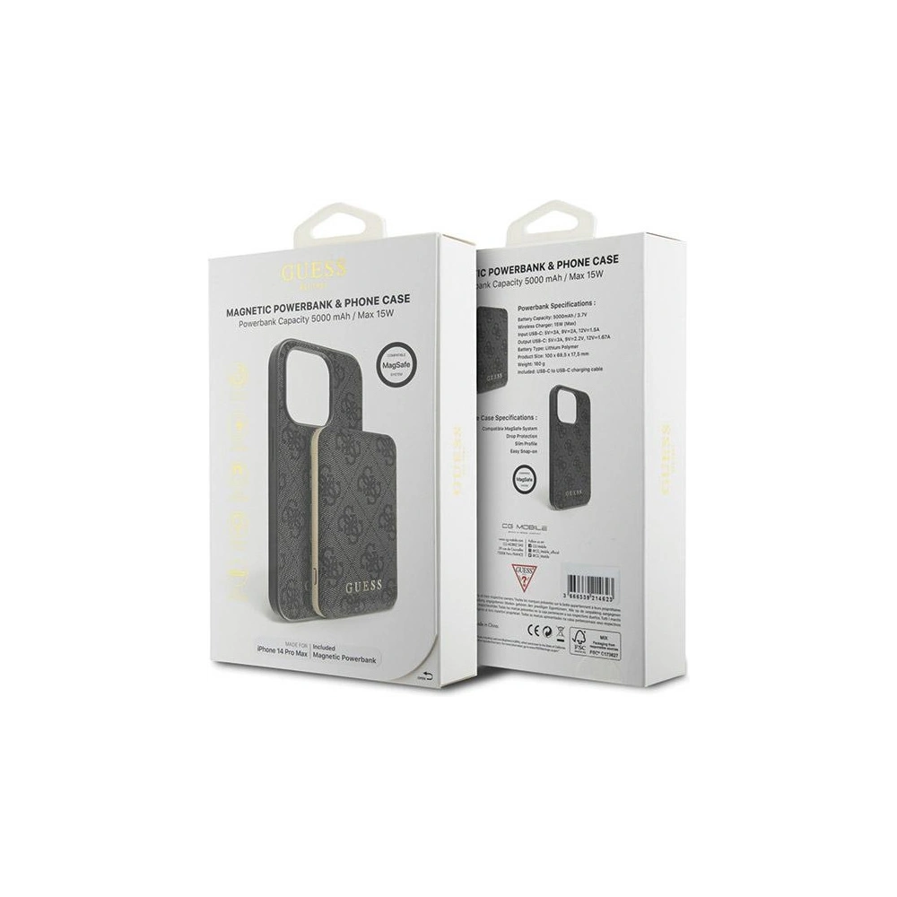 Hurtownia GSM - Zestav Guess GUBPM5P14X4GEMGK Apple iPhone 14 Pro Max hardcase + Powerbank 5000mAh MagSafe 4G Metal Logo černý/black - GUE3410 - {ean13} - Hurt
