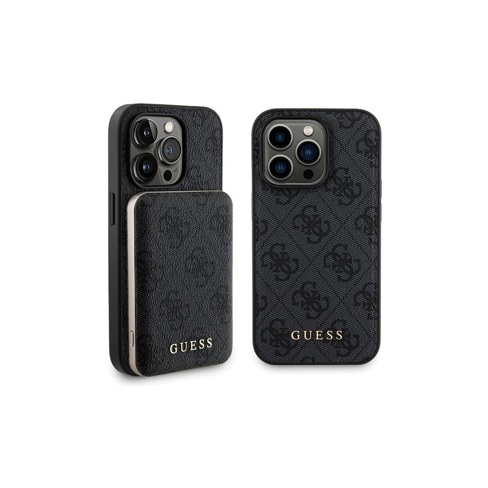 Hurtownia GSM - Set Guess GUBPM5P15L4GEMGK Apple iPhone 15 Pro Hardcase + Powerbank 5000mAh MagSafe 4G Metall-Logo schwarz/black - GUE3411 - {ean13} - Hurt